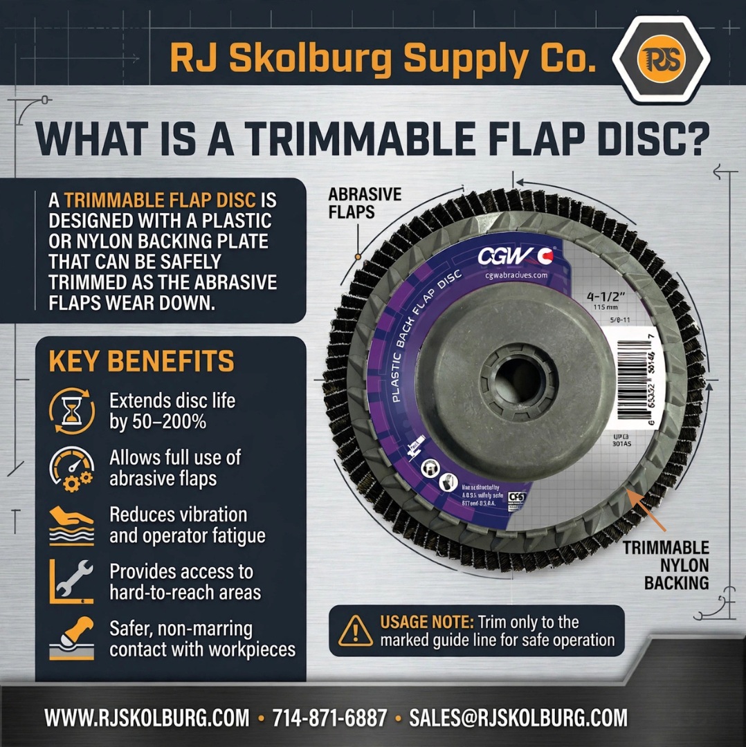 What is a trimmable flap disc? Extend disc life by 50–200%.
